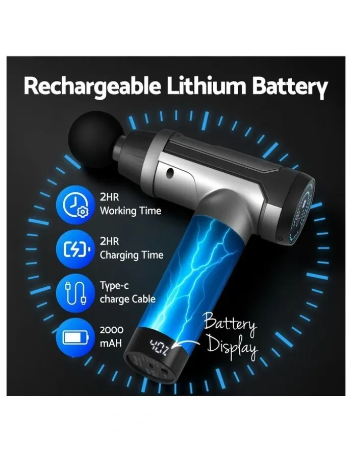 Everfit 30 Speed 6 Heads Vibration Muscle Chargeable Gun Massager