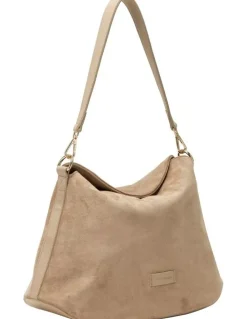 Every Other FOLD TOP SHOULDER IN SAND FAUX SUEDE