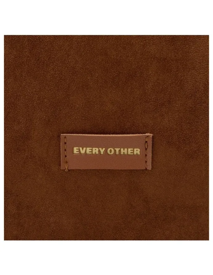 Every Other FOLD TOP SHOULDER IN BROWN FAUX SUEDE