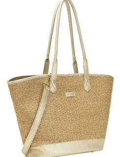 Every Other LARGE STRAW TOTE IN NATURAL STRAW WITH SOFT GOLD TRIM