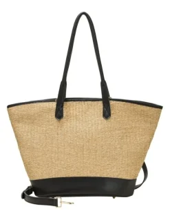 Every Other LARGE STRAW TOTE IN NATURAL STRAW WITH BLACK TRIM