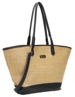 Every Other LARGE STRAW TOTE IN NATURAL STRAW WITH BLACK TRIM