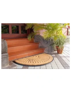 Fab Habitat 60x90 cm Kochi Half Round Rubber and Coir Doormat