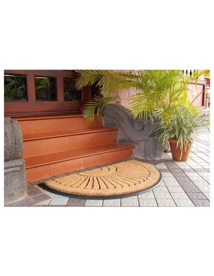 Fab Habitat 60x90 cm Kochi Half Round Rubber and Coir Doormat