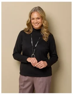 Fella Hamilton Essential Long Sleeve Skivvy Top in Black