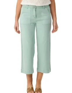 Fella Hamilton Shelby 7/8 Zip Wide Leg Jean in Green