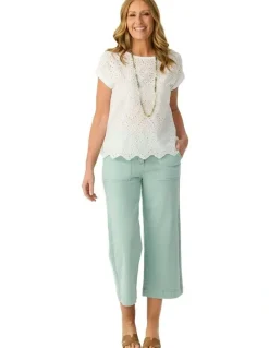 Fella Hamilton Shelby 7/8 Zip Wide Leg Jean in Green
