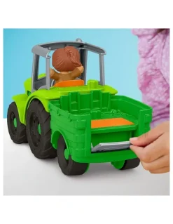 Fisher-Price Little People Push & Play Tractor, Musical Toy Farm Vehicle and 2 Figures
