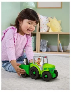 Fisher-Price Little People Push & Play Tractor, Musical Toy Farm Vehicle and 2 Figures