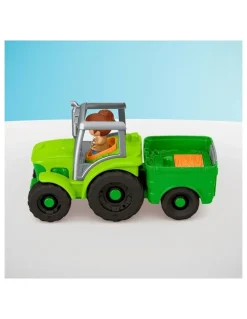 Fisher-Price Little People Push & Play Tractor, Musical Toy Farm Vehicle and 2 Figures