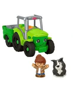 Fisher-Price Little People Push & Play Tractor, Musical Toy Farm Vehicle and 2 Figures
