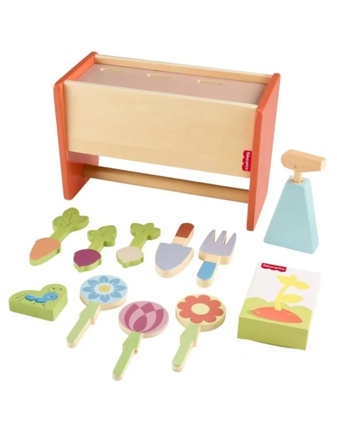 Fisher-Price Tiny Wooden Garden Caddy Pretend Play Set