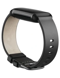 Fitbit Charge 5 Leather Band Black Large