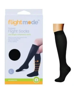 Flightmode Travel Anti-Fatigue Flight Compression Socks L in Black