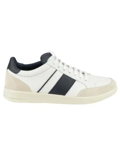 Florsheim Crosscourt Lace to Toe Sneaker in White/ Navy