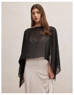 Forever New Arianna Chiffon Cape in Black