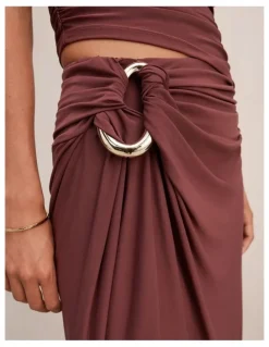 Forever New Arlo Draped Maxi Skirt in Red