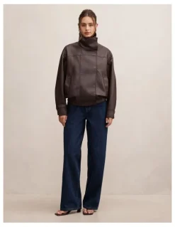 Forever New Bex Double Funnel Neck Jacket in Red
