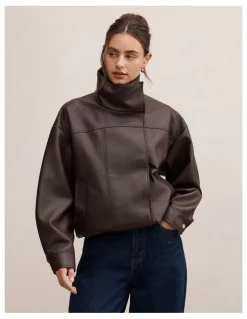Forever New Bex Double Funnel Neck Jacket in Red