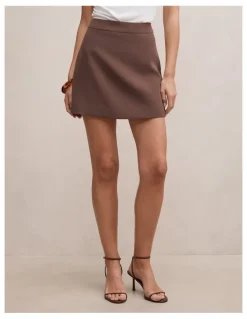 Forever New Demi Tailored Mini Skirt in Chocolate