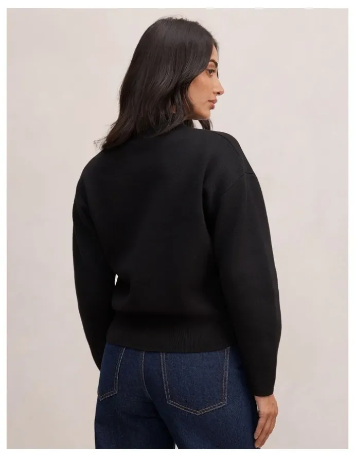 Forever New Hayley Quarter Zip Sweater in Black