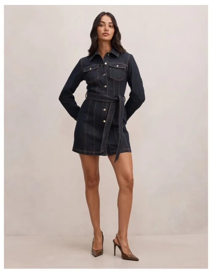 Forever New Jayden Denim Dress in Blue
