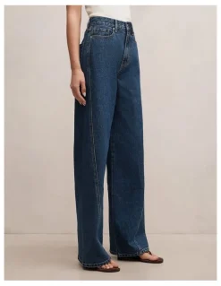 Forever New Kate Twisted Seam Wide Leg Jeans in Blue
