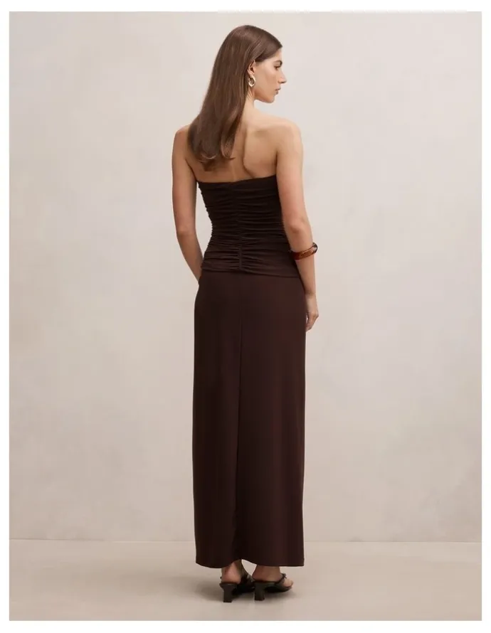 Forever New Keely Strapless Jersey Maxi Dress in Brown