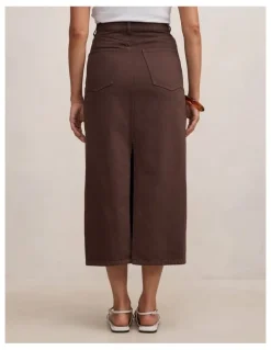 Forever New Paloma Denim Maxi Skirt in Brown