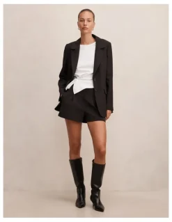 Forever New Rita Pleated Shorts in Black