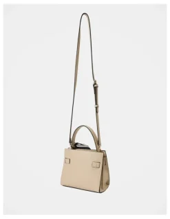 Forever New Serin Small Lock Top Handle Bag in Beige