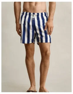 Gant Block Striped Swim Shorts in Rich Navy
