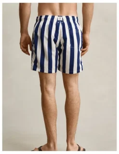 Gant Block Striped Swim Shorts in Rich Navy