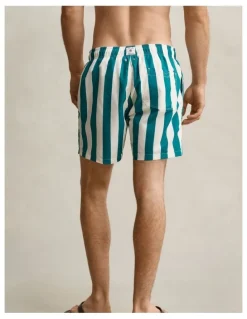 Gant Block Striped Swim Shorts in Aqua Blue