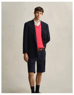 Gant Classic Cotton V-Neck Sweater in Rose Red