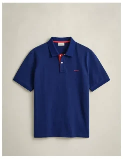 Gant Contrast Piqu Polo Shirt in Rich Navy