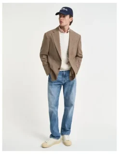 Gant Cotton Cable Knit Crew Neck Sweater in Cream