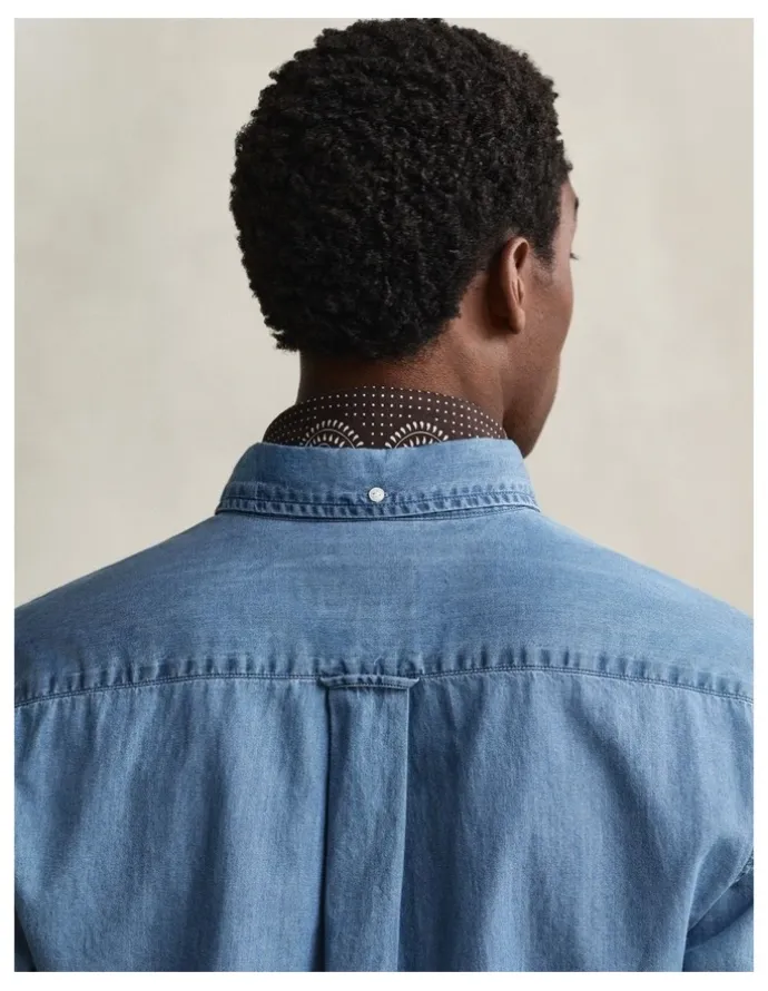 Gant Regular Fit Indigo Shirt in Semi Light Blue