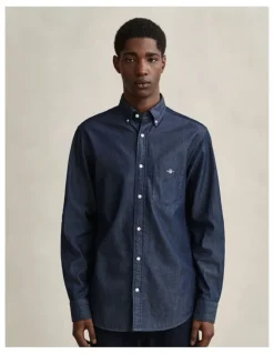 Gant Regular Fit Indigo Shirt in Dark Indigo
