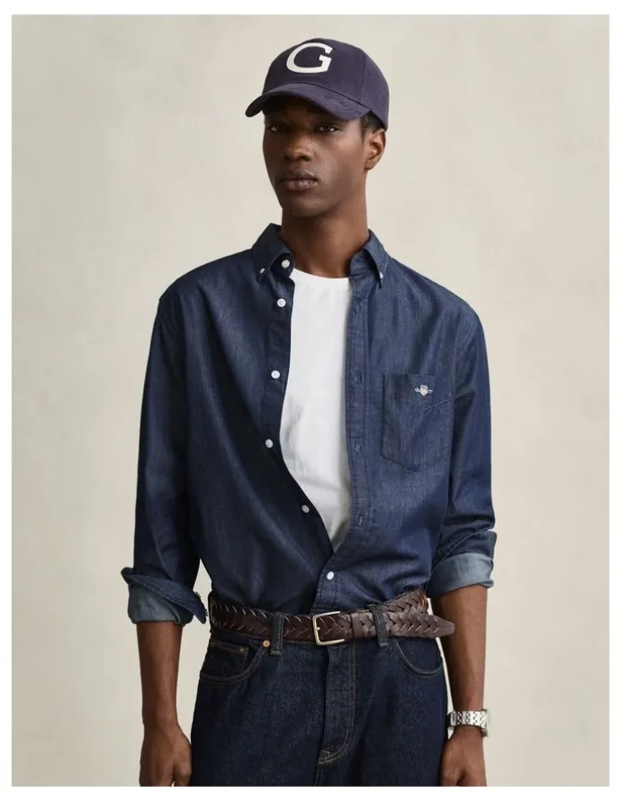 Gant Regular Fit Indigo Shirt in Dark Indigo