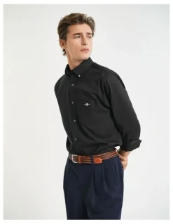 Gant Regular Fit Poplin Shirt in Black