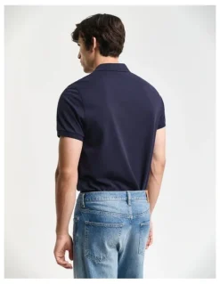 Gant Regular Fit Shield Pique Polo Shirt in Evening Blue