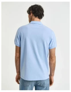 Gant Regular Fit Shield Pique Polo Shirt in Capri Blue