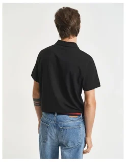 Gant Regular Fit Shield Piqu Polo Shirt in Black