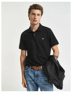 Gant Regular Fit Shield Piqu Polo Shirt in Black