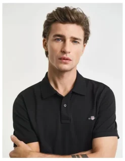 Gant Regular Fit Shield Piqu Polo Shirt in Black