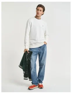 Gant Shield Crew Neck Sweatshirt in Eggshell