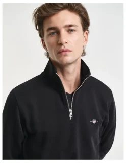 Gant Shield Half Zip Sweater in Black
