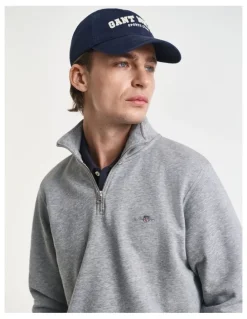 Gant Shield Half Zip Sweater in Grey Melange