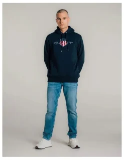 Gant Shield Hoodie in Evening Blue
